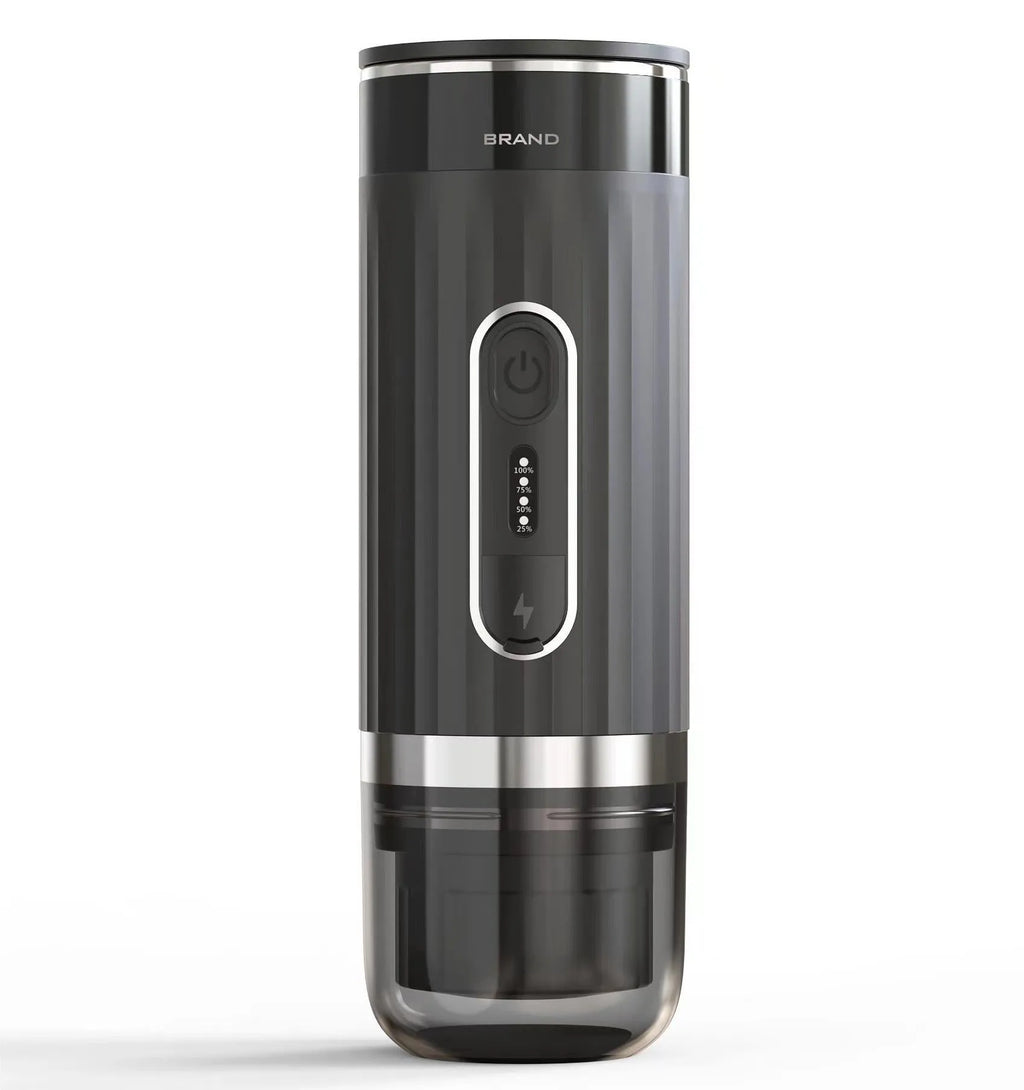 Black portable K-Cup coffee machine for vehicles and outdoor use