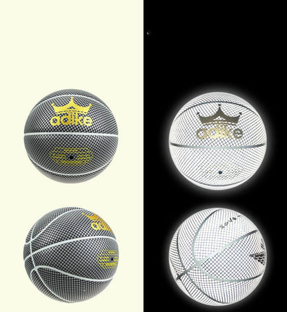 Glowing luminous fluorescent basketball with unique reflective effects for night games