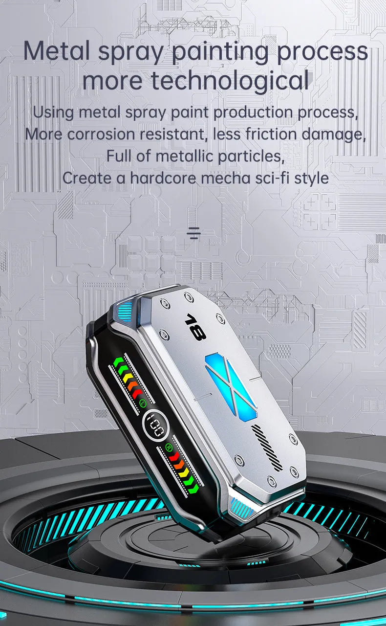 Touch Digital Display True Wireless Bluetooth headset in M43 E-sports silver with battery power screen