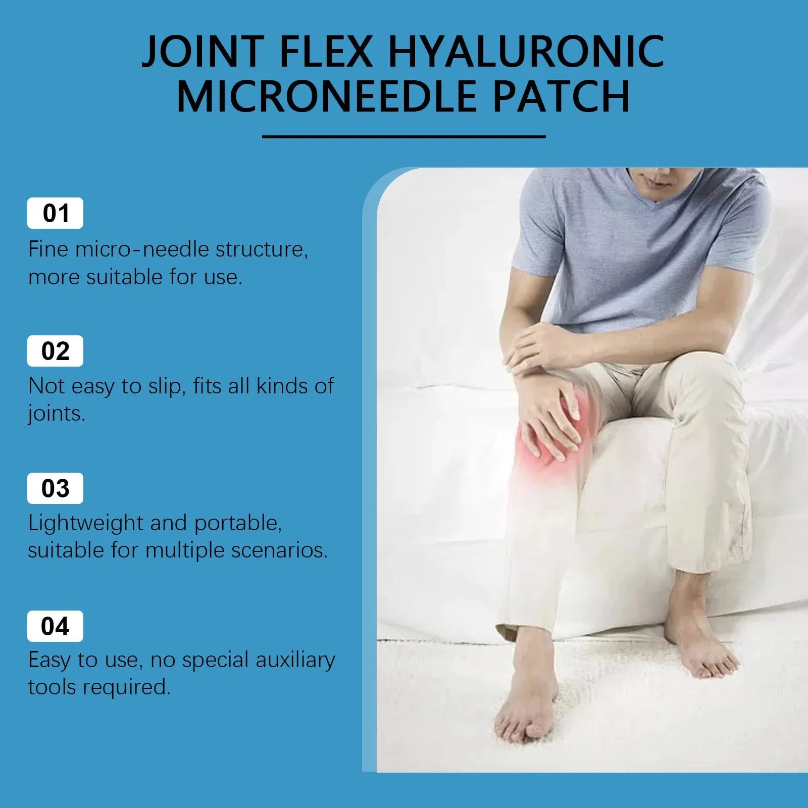 Four curcumin joint microneedle patches for pain relief in opened packaging