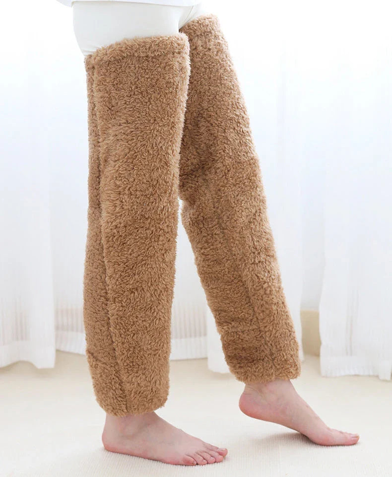 Over knee high fuzzy long socks in various colors for winter warmth