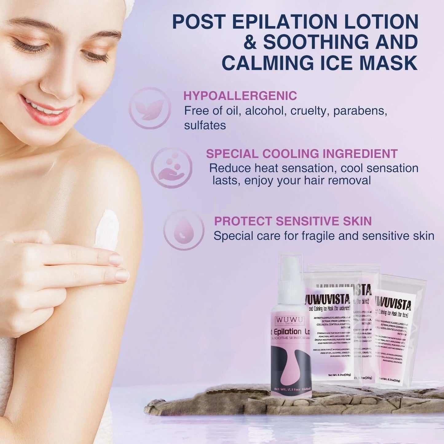 WUWUVISTA 23-piece waxing kit for at-home hair removal with wax warmer, beans, and skin care products