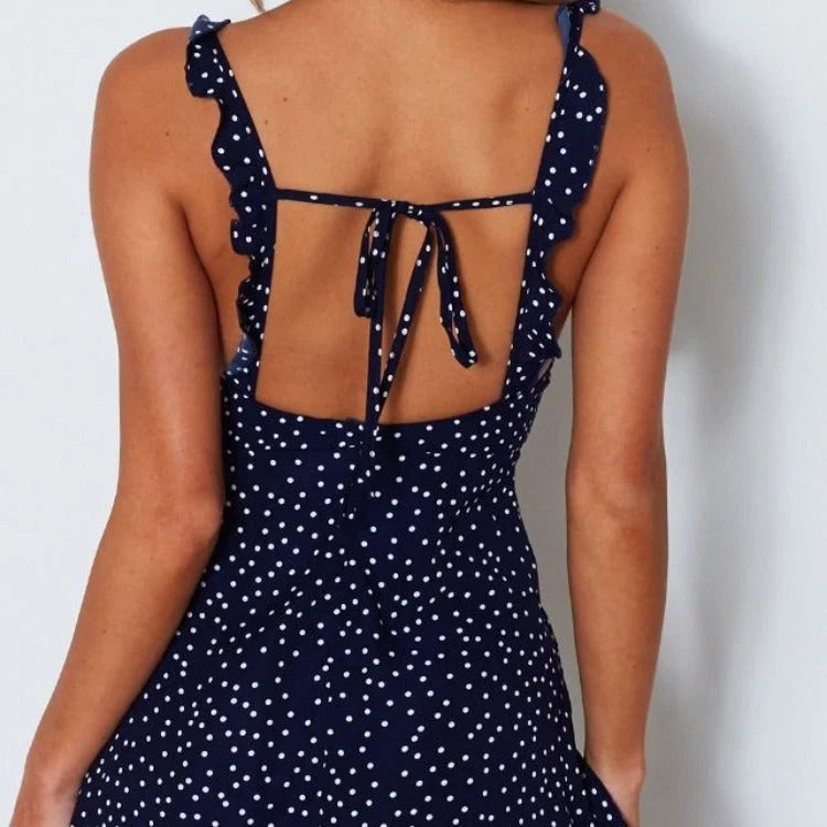 Women's polka-dot strappy summer dress in various colours
