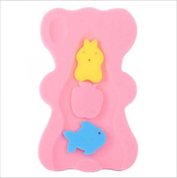 Baby bath sponge non-slip mat in blue – 4.7 cm thick polyurethane cushion with suspended bag design