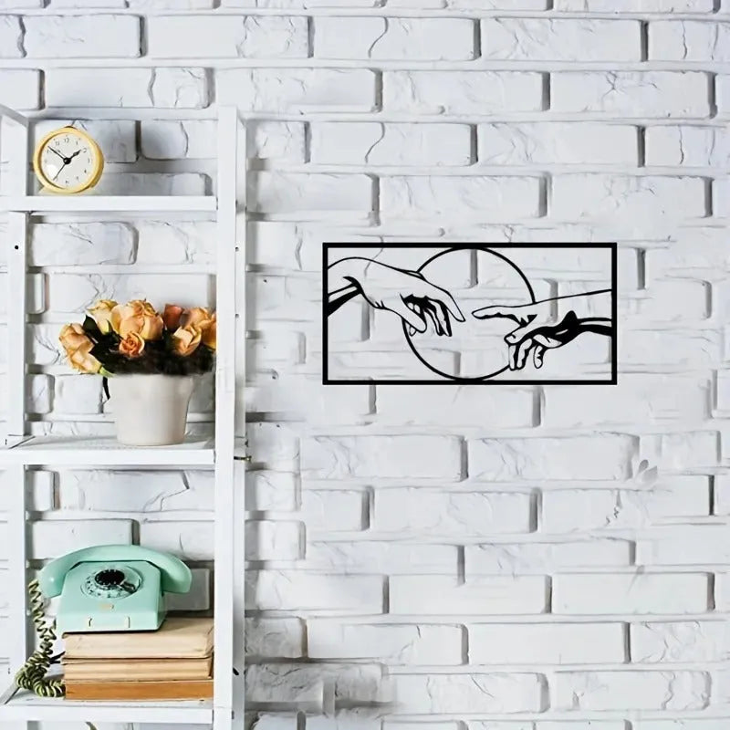 Modern black iron geometric wall art decorative painting 19.5x40cm on a light wall