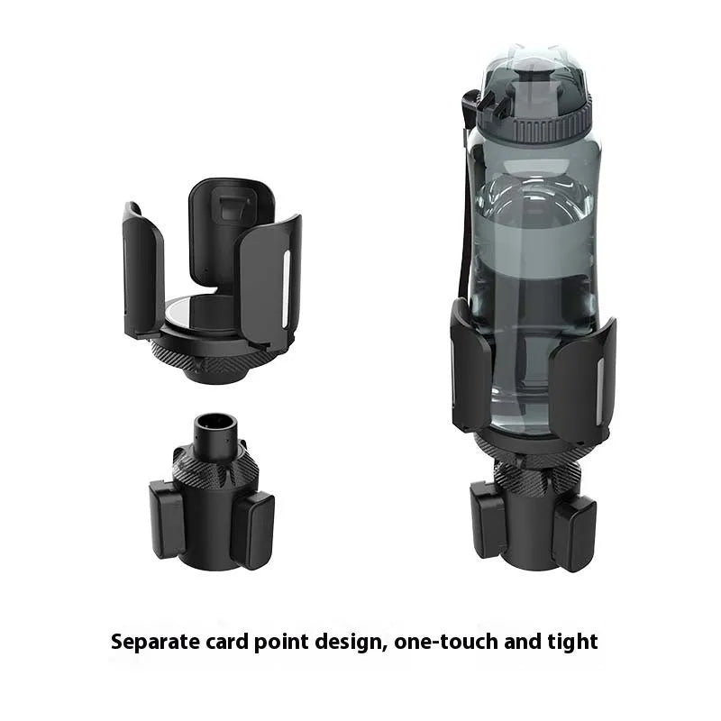 B14 straight car water cup bracket with widened pad in black ABS material on a flat surface
