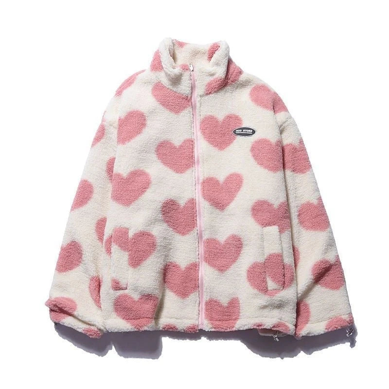 Love Lamb Fleece-lined Reversible Coat in black, pink, and sky blue