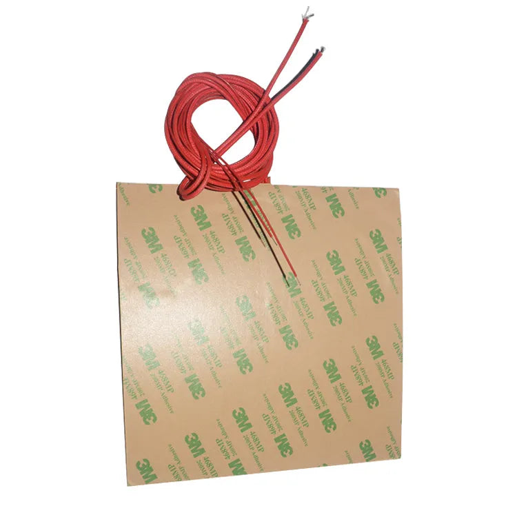 Square adhesive silicone heating pad 400x400mm in black for 3D printer bed temperature control