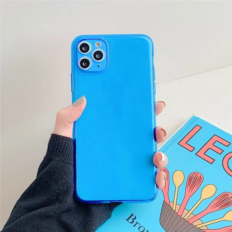Transparent fluorescent TPU phone case for Apple iPhone 13 series in orange colour