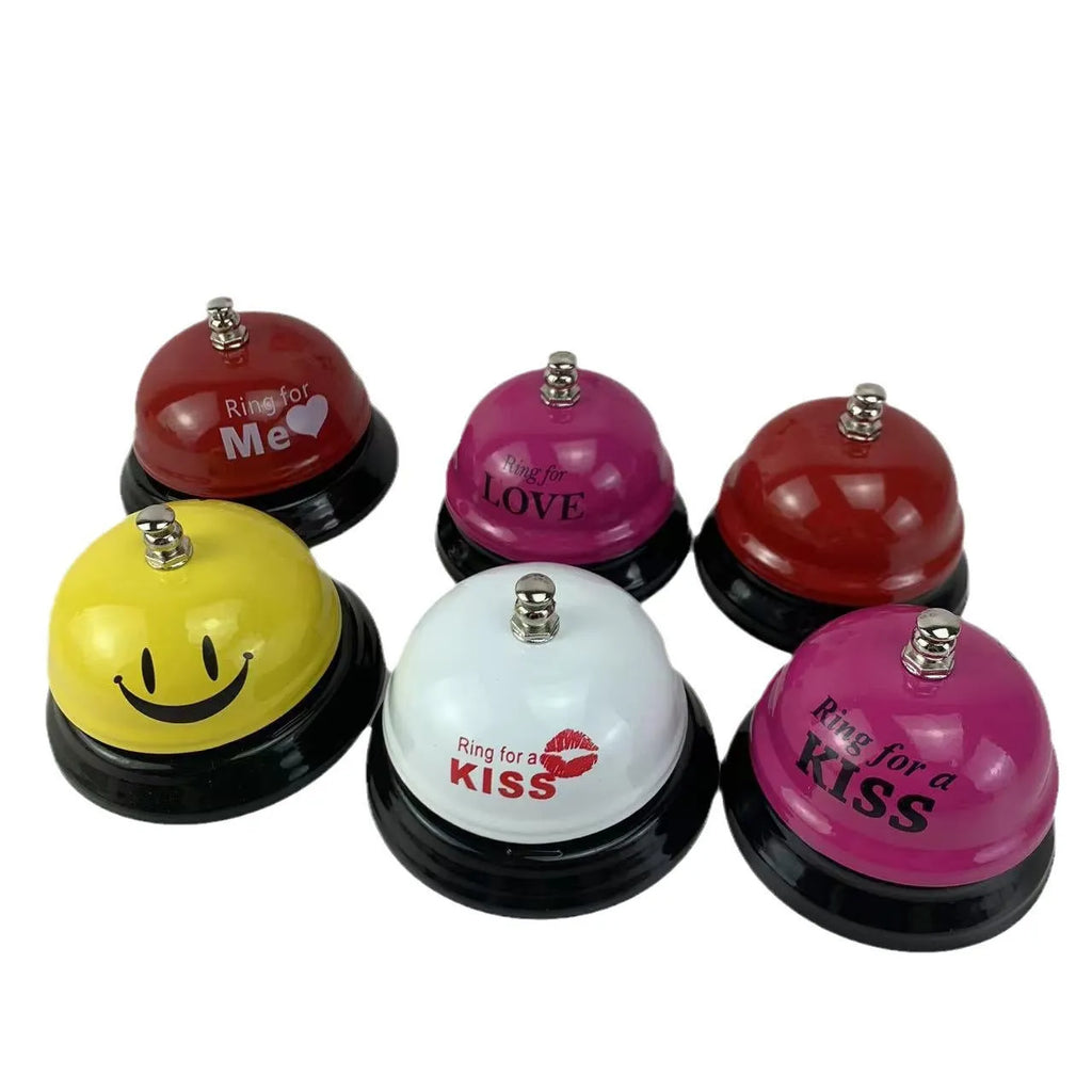 Iron hand bell for classrooms or restaurants in a choice of colours including red, green, and blue