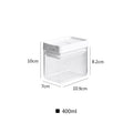 White transparent plastic grain storage container with Japanese-style lid, 400ml capacity