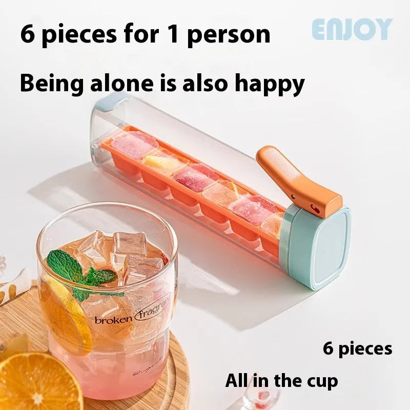 Food-grade plastic ice cube mould with one-press release mechanism and storage box