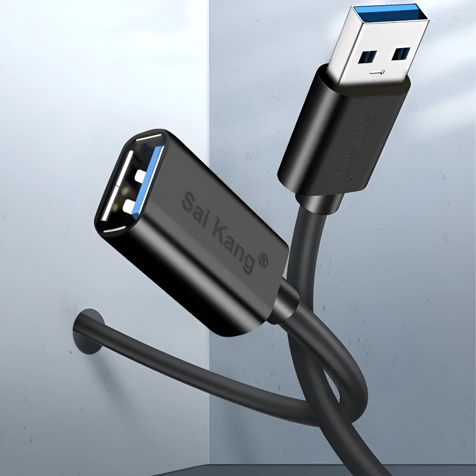 Black USB 3.0 and USB 2.0 male to female extension cable in various lengths.