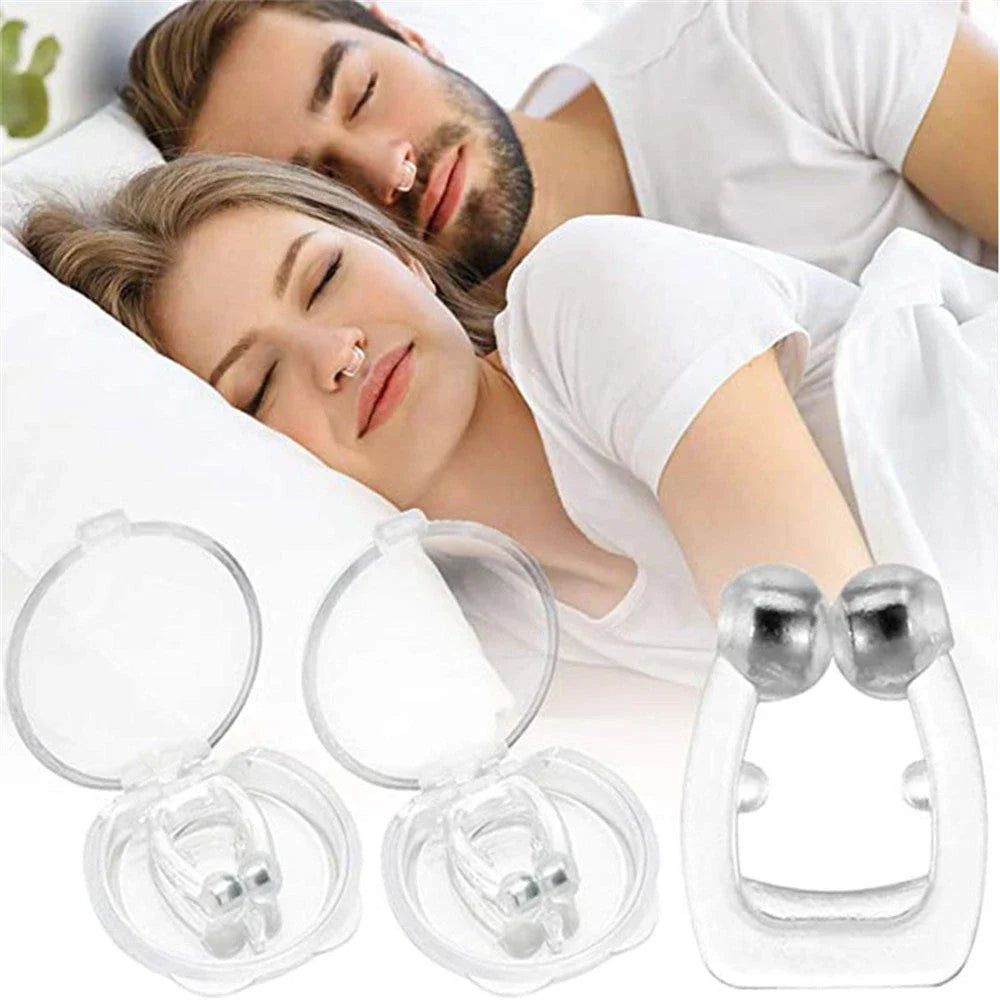 Discreet magnetic anti-snore nose clip made of premium silicone for comfortable, effective snoring relief