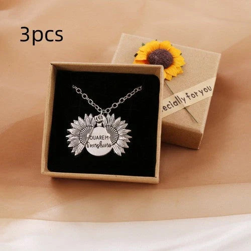 Radiant sunflower pendant necklace in various colors and quantities