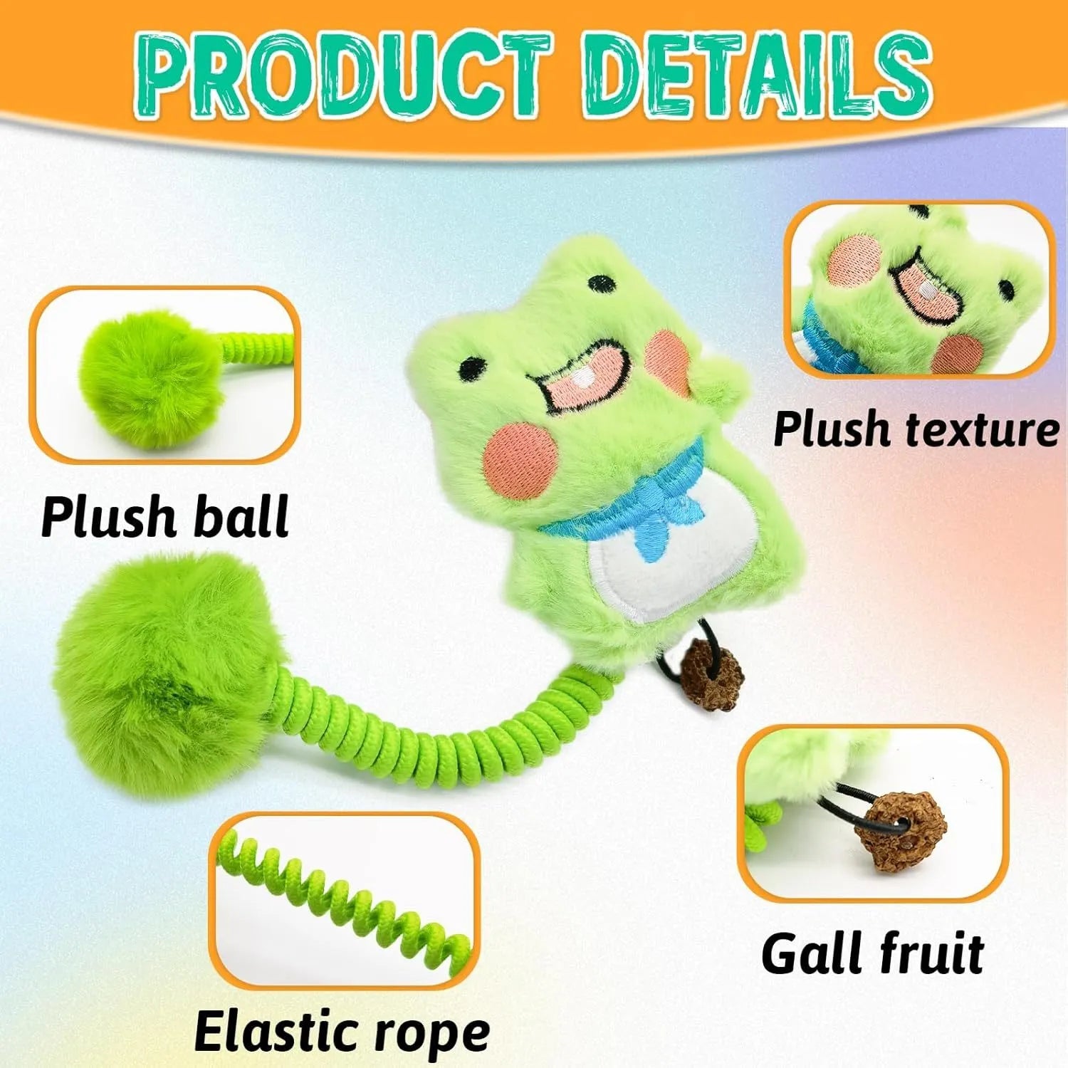 Set of interactive cat toys including plush animals, a silvervine fruit, a spring, and a fuzzy ball.