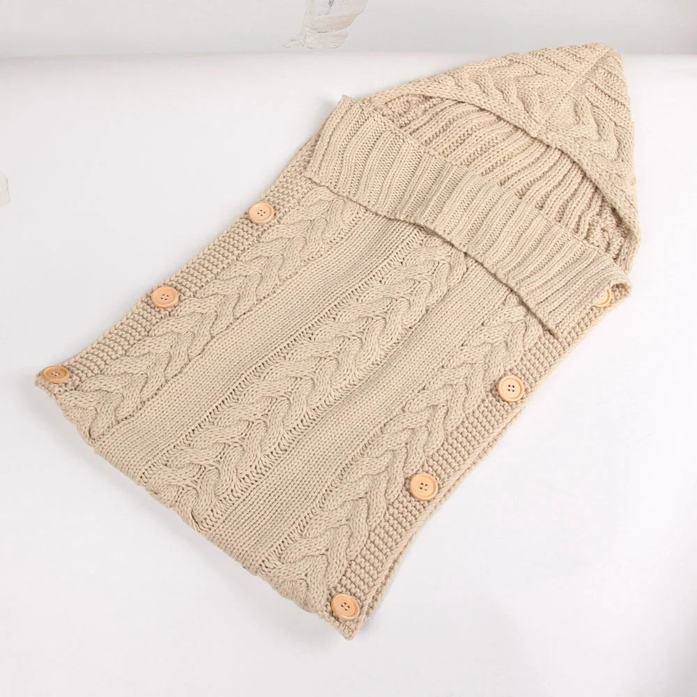 Newborn knit sleeping bag in various colours, soft and breathable for autumn and winter