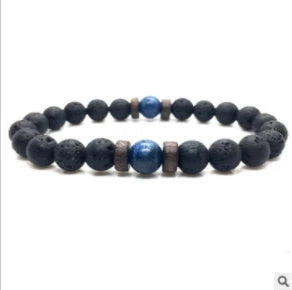Men's black volcanic stone bracelet with unique stone combinations