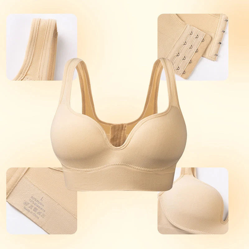 Back Button Up Bra With Wide White Straps for sports and leisure activities