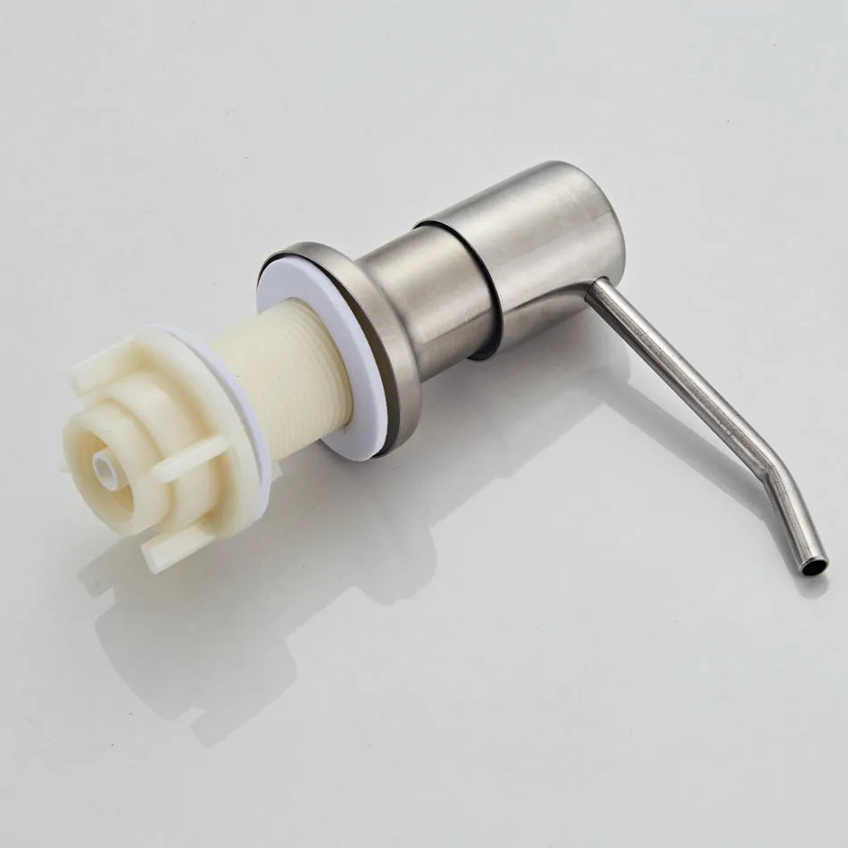 Stainless steel hand-press sink soap dispenser with 1.15m silicone extension tube for bathroom use