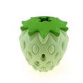Chew resistant rubber strawberry leak food ball for dogs and cats in red and green