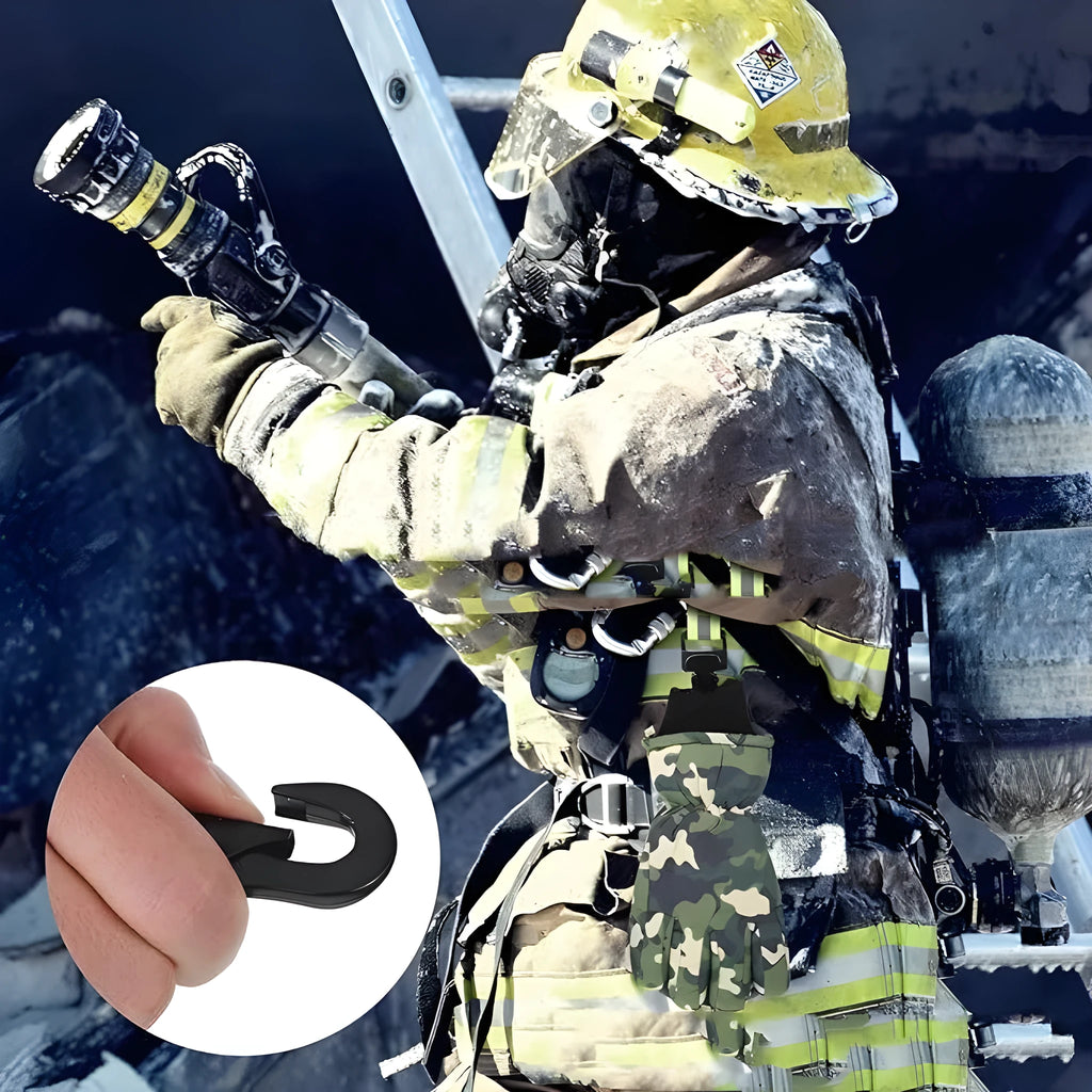 Fluorescent green universal gloves clamp with metal buckle and reflective tape.