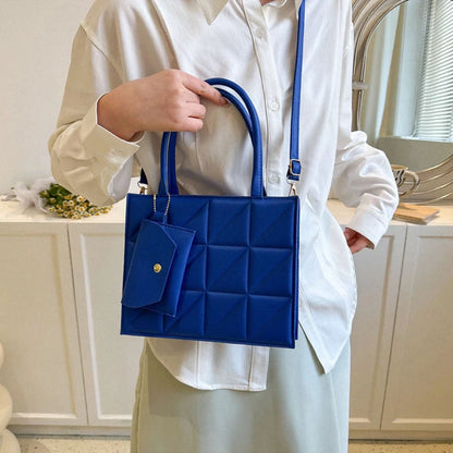 Plaid shoulder bag with small wallet for women in black, white, blue, and green