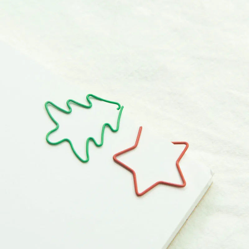 Assorted Christmas-themed special-shaped metal paper clips in festive colours, set of 18 pieces
