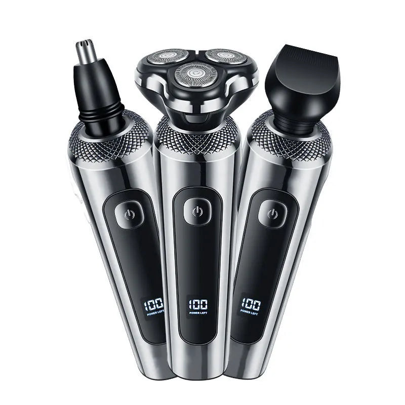 Digital USB rechargeable beard scraper shaver with LED display in five-in-one colour