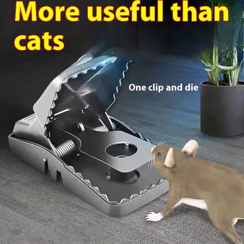 Automatic mouse trap cage in metal or plastic, shown in small, medium, and large size options.