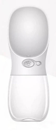 Traveling Out Portable Dog Water Dispenser with food and water compartments in green, pink, grey, and blue