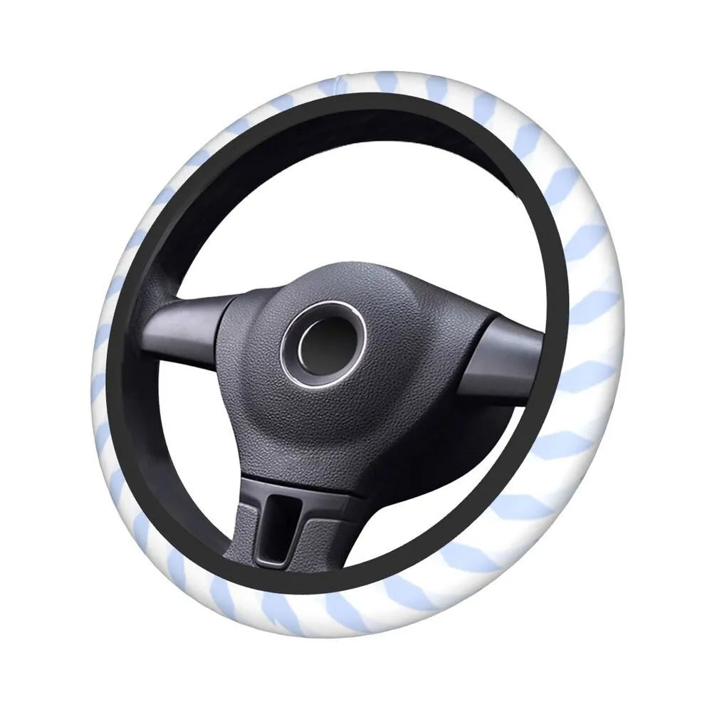 Black neoprene elastic steering wheel cover with European American classical eagle DTG print for cars SUVs trucks