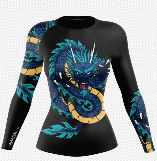 Women's Blue Dragon Longsleeve by XMARTIAL with breathable fabric and unique design