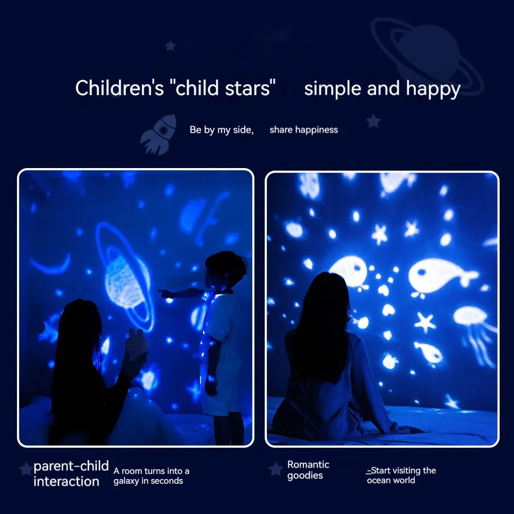 Creative rabbit-shaped star light projector lamp with a rechargeable battery, available in white or pink light, compact 110x93x121mm size