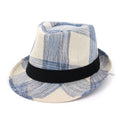 A blue sun hat with a bell crown and medium brim for outdoor sun protection.
