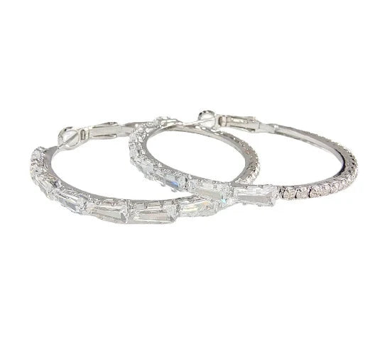 Simple Gold Ladies Zircon Earrings in vintage couple style with mixed gem inlay