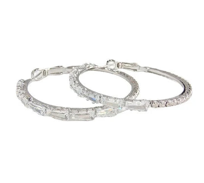 Simple Gold Ladies Zircon Earrings in vintage couple style with mixed gem inlay