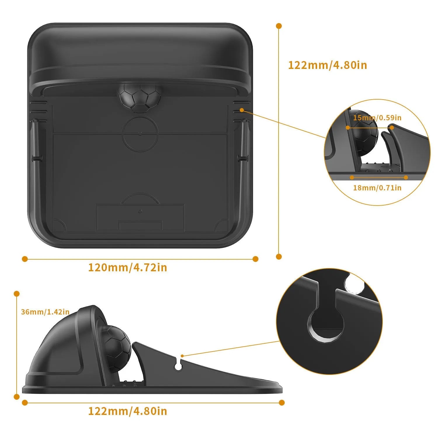 Silicone automobile phone holder with friction grip for dashboard or desktop smartphone mounting