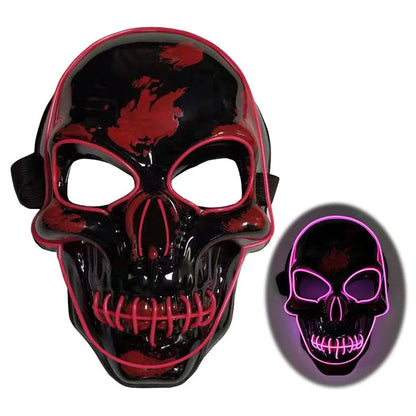 Spooky Halloween skeleton mask with glowing LED lights in various color options