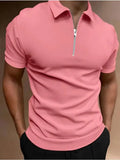 Men's casual short sleeve digital print polo shirt in polyester with long sleeves and loose fit