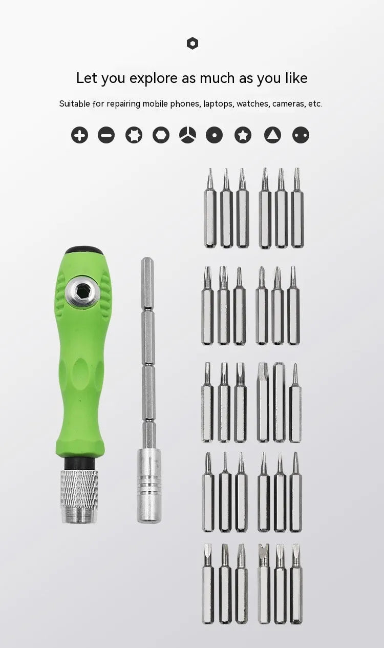 32-in-1 precision screwdriver set for mobile phone and electronics repair tool kit