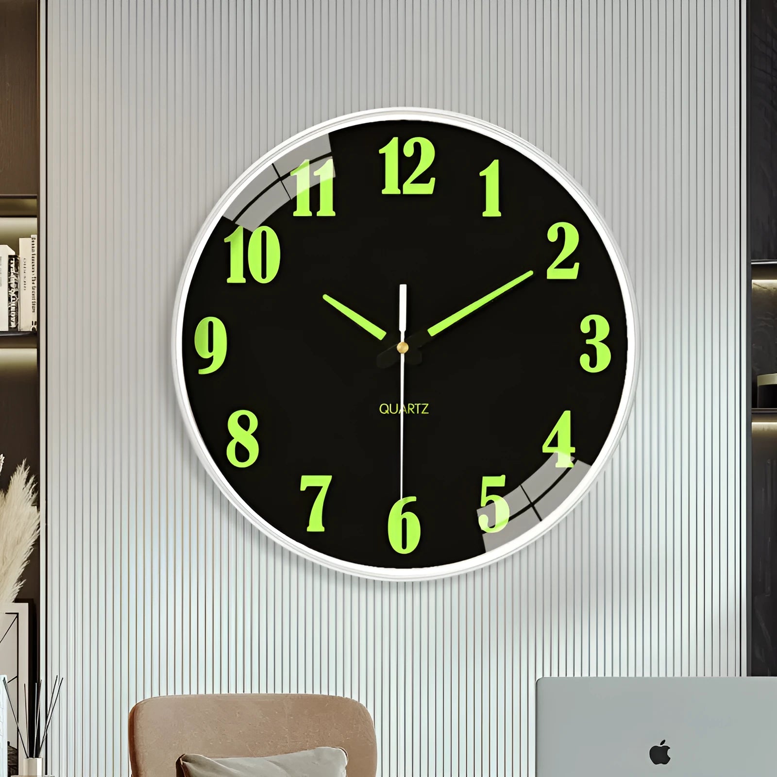 20cm diameter luminous modern wall clock with plastic construction in multiple colour options