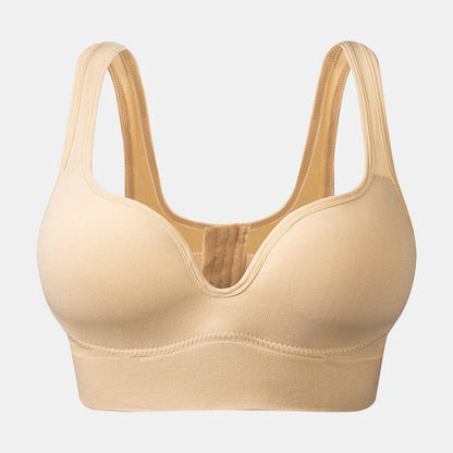 Back Button Up Bra With Wide White Straps for sports and leisure activities
