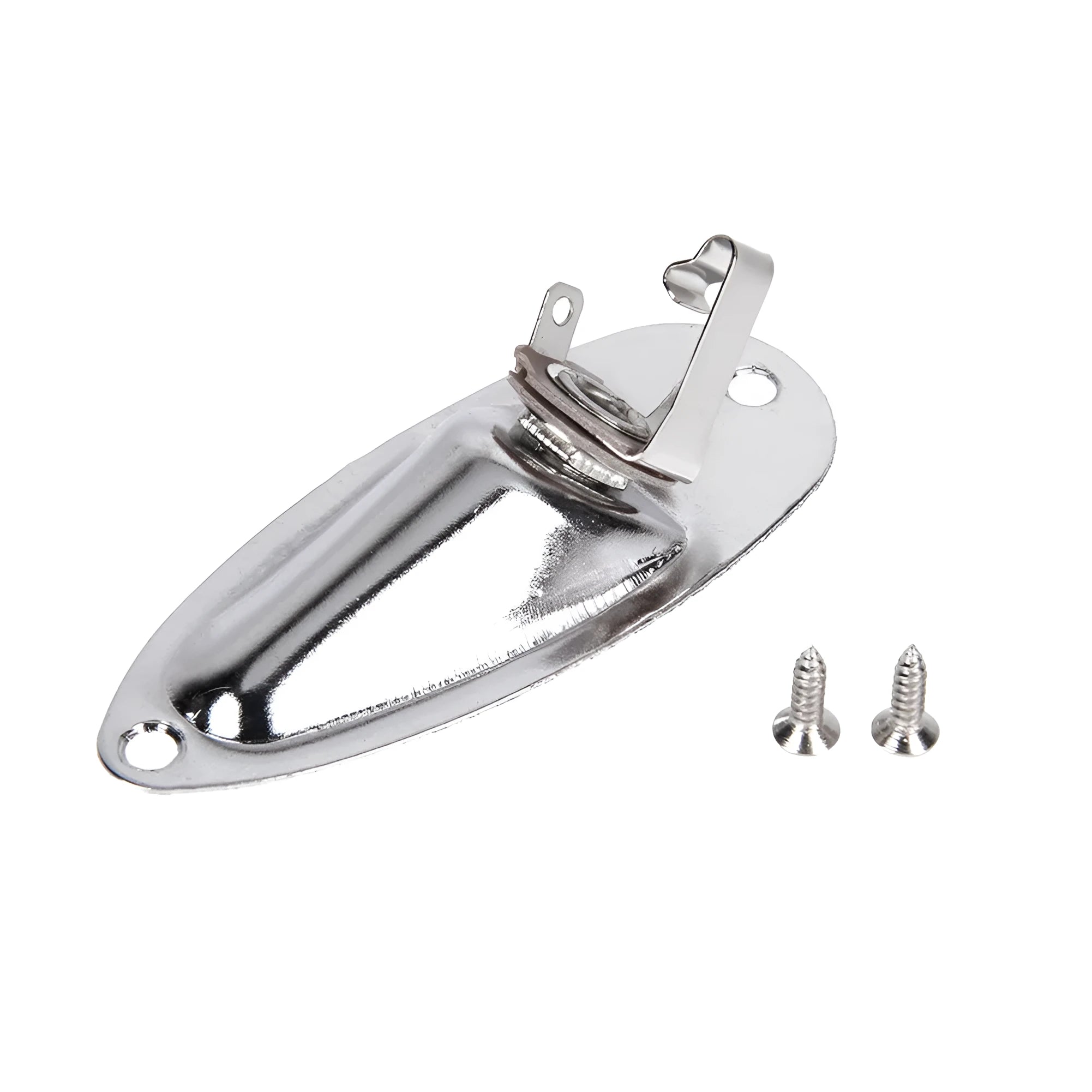 Black and silver alloy ST boat socket for electric guitar and bass input jack.