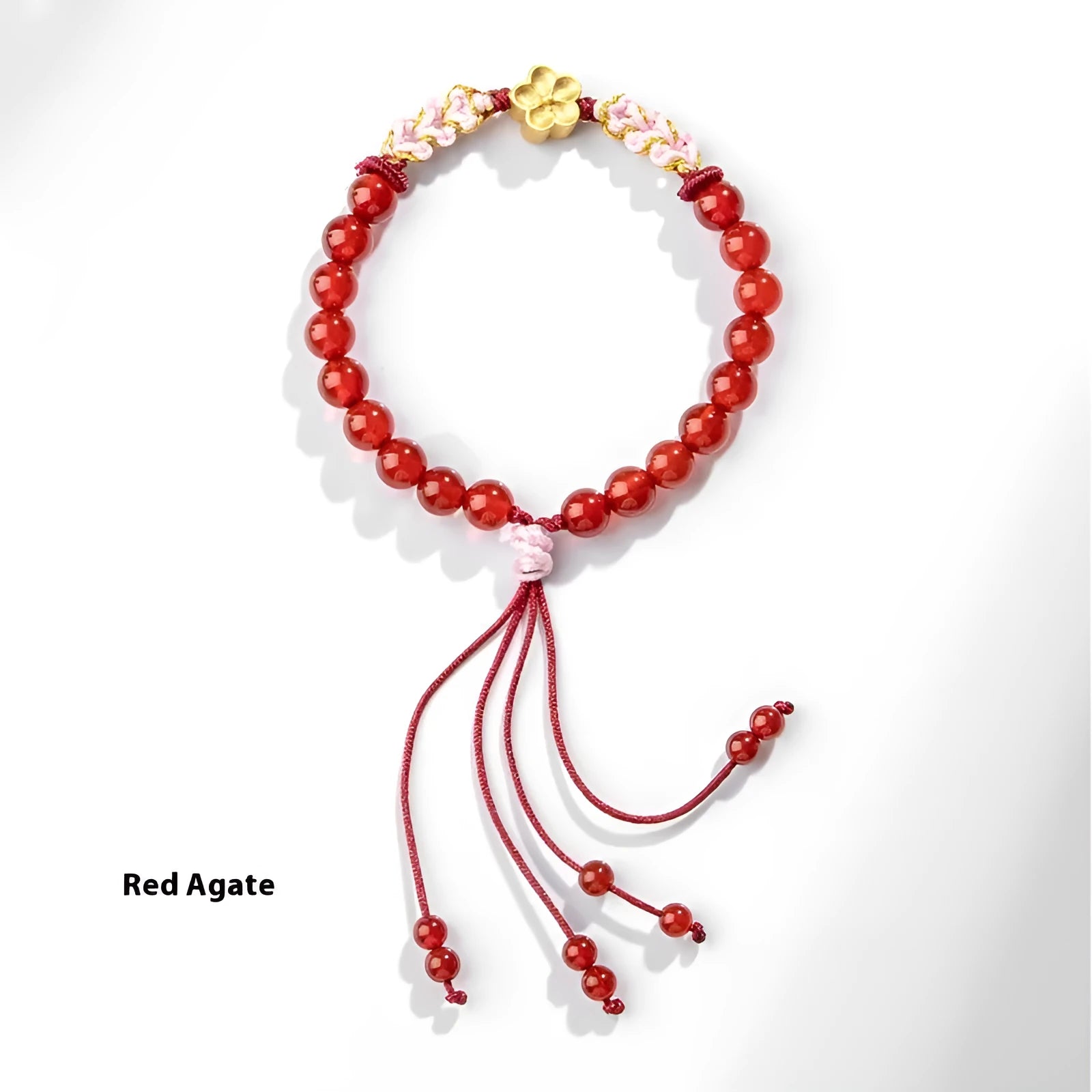 Hand-woven red rope bracelet with crystal diamond and peach blossom decoration in Chinese style