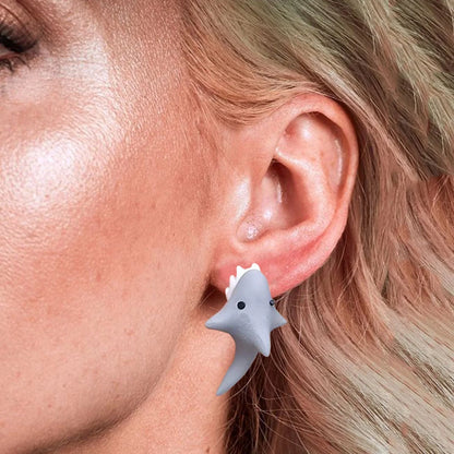 Handmade Cartoon Sharks Bite 3D Stud Earrings in vibrant colours with detailed design