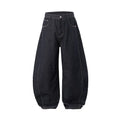 Men's wide leg denim trousers in original cow colour with mid waist and relaxed fit