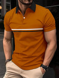 Men's sports polo shirt loose fit with button stitching and zipper decoration in six colours: white, dark gray, pink, caramel, light blue, navy blue
