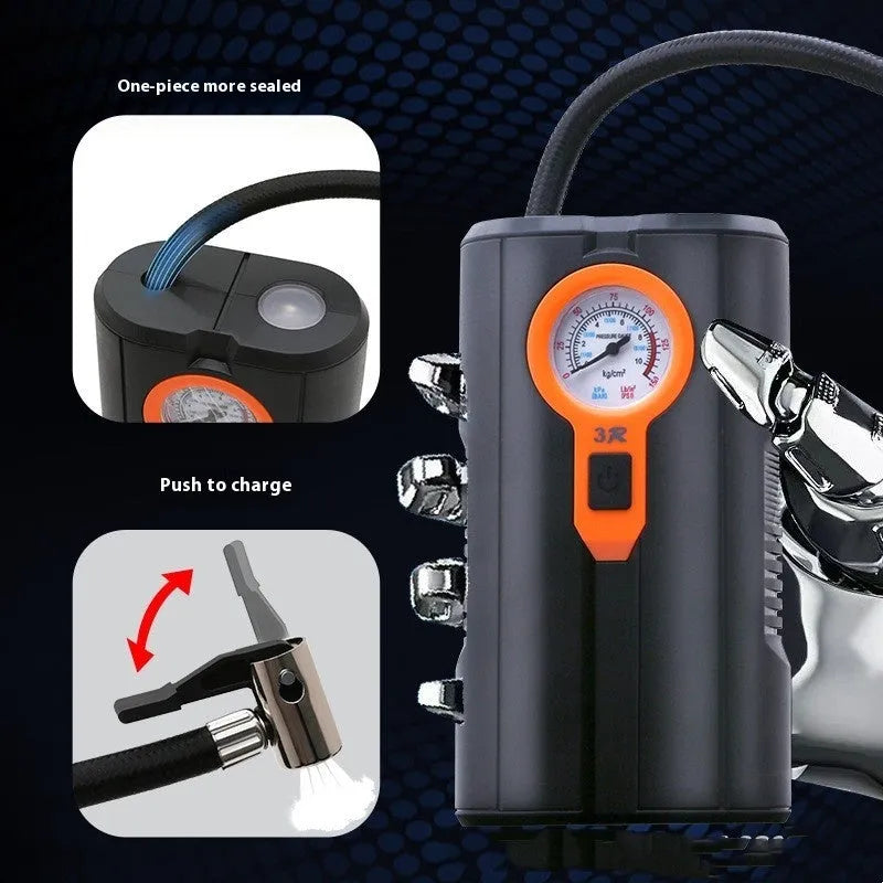 Car portable wireless digital display inflatable air pump with integrated pump and ABS metal body