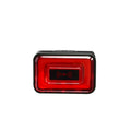 Smart millimeter wave radar bicycle taillight with double mounting bracket on a black background.